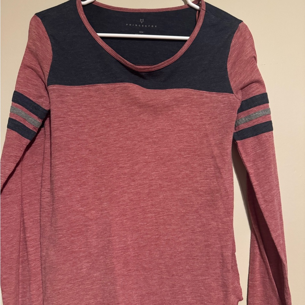 Burgundy and Blue Long Sleeve Top